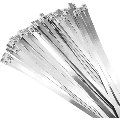 100PCS Metal Zip Ties Stainless Steel Heavy Duty Self-Locking Cable Ties Lock US • $8.75
