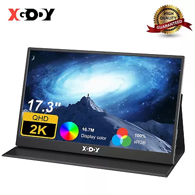 2K XGODY 17.3  Portable Monitor 1080P HDR HDMI 400 Cd/m² Screen For Laptop Mac • £135.99