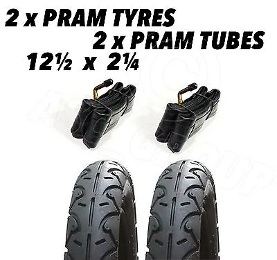 2x Pram Tyres & 2x Tubes 12 1/2 X 2 1/4 Slick Quinny Speedi Buzz Jane Powertrack • £28.58