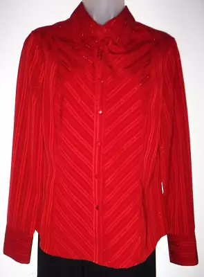 East 5th Medium Red Metallic Long Sleeve Dressy Blouse • $17