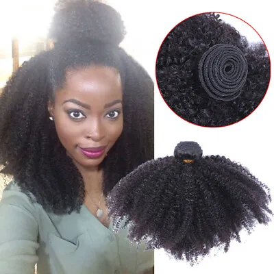 Mongolian Virgin Curly Wefts 100% Afro Kinky Curly Human Hair Extensions Weaves • $19.98