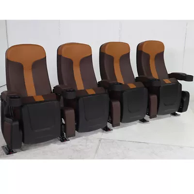 Mobiliario Sonic Commercial Seating Chocolate/Camel Leather Manual Row Of 4 • $2500