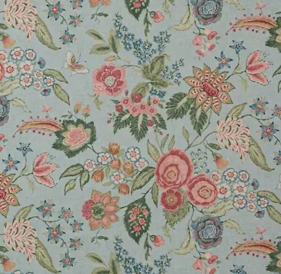 COLEFAX AND FOWLER FABRIC DESIGN  Emmeline  1.3 METRES AQUA 100% LINEN • £35.09