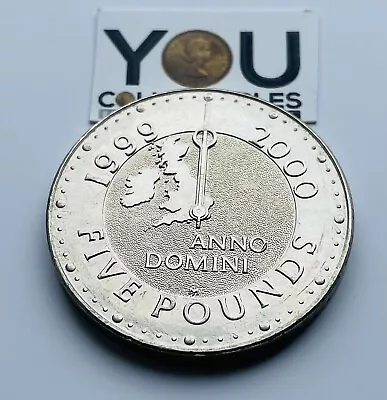 £5 Five Pound Coin 1999-2000   Millenium  Anno Domini SCARCE - FREE POST • £15.99