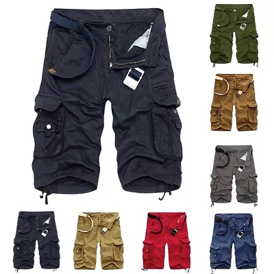 Mens Fashion Sports  Cotton Multi Pocket Camouflage Casual Short Pants • $28.69