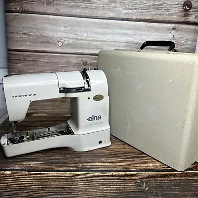 Vtg Elna Supermatic Sewing Machine Switzerland W/ Carrying Case For Parts Only • $49.95