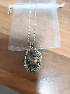 Exquisite Silver Plated Abalone Shell Pendant Necklace Jewellery • £7.25