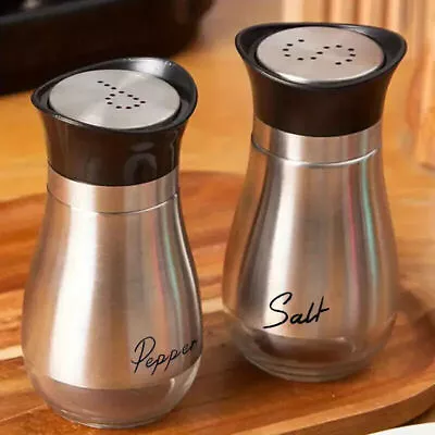 2pcs Salt And Pepper Shakers Pots Dispensers Cruet Jars Set Refillable • £6.49
