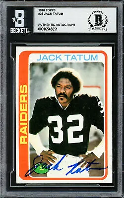 Jack Tatum Autographed 1978 Topps Card #28 Oakland Raiders Beckett BAS #16545851 • $129