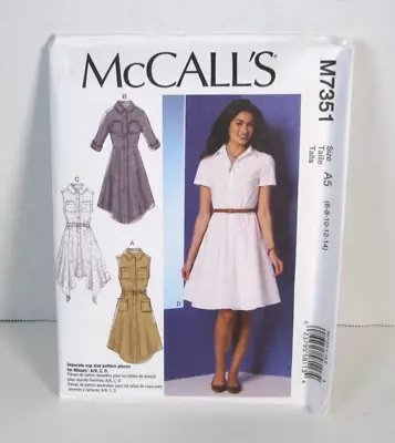 McCall's M 7351 Shirtdress W/ Pockets Belt Size A5 6-14 Various Lengths Uncut • $8.99