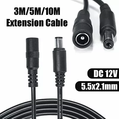 Power Extension Cable For 12V DC 3m 10m 20m CCTV LED & Adapters 2.1mm*5.5mm Jack • £5.69