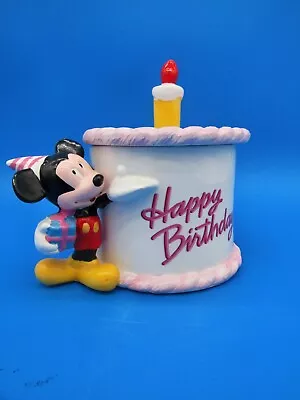 Disney Mickey Birthday Ceramic Cake Teleflora “Flowers From Mickey” VINTAGE • $4.99