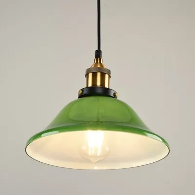 Antique Vintage Metal Ceiling Light Cone Shade Pendant Chandelier Lamp Fixture • $49