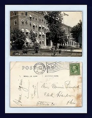 Michigan Mt Clemens Pesha Real Photo Colonial Hotel  1909 To Oak Harbor Ohio. • $29.99