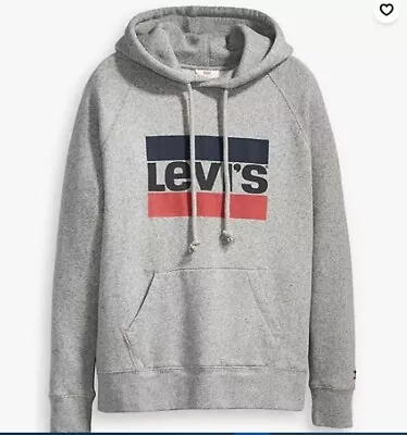 Levi's Women's Logo Print Hoodie Sweatshirt Size XL Gray 100% Cotton $64~NWT • $29.99