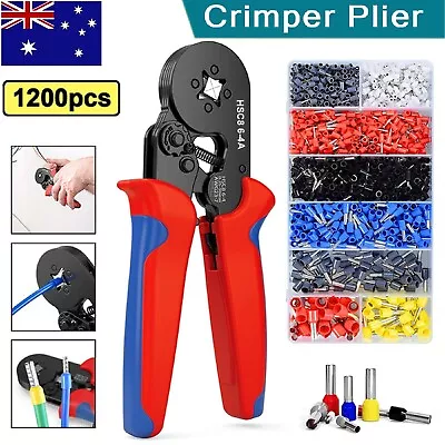 1200 Ferrule Crimper Plier Kit 0.25-10mm²Wire End Terminal Ratchet Crimping Tool • $35.99