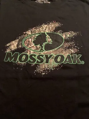 L Men’s Mossy Oak Black Long Sleeve W/Green Logo Tee Warm Cotten Blend NWT -M2 • $10.49