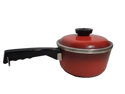 $20 • Buy Vintage Club Cast Aluminum Saucepan 2 Quart Pot Pan With Lid Red 7 