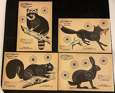 1960’s Original J.C. Higgins Sears Roebuck 4 Unique Paper Practice Targets (T11) • $15.95