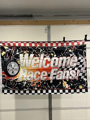 3’ X 5’ Welcome Race Fans Banner Backdrop - Racing Car Birthday Decorations Flag • $6.25