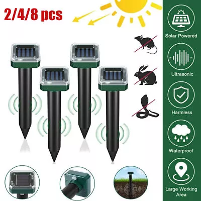 4/8x Solar Powered Ultrasonic Cat Deterrent Fox Pest Repellent Scarer Repeller • £4.74