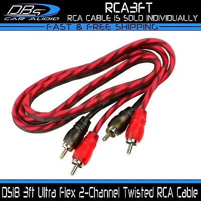 DS18 3 Ft 2 Channel RCA Cable Shielded Twisted Audio Signal Wire Interconnecter • $7.95