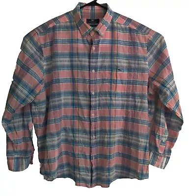 Vineyard Vines Shirt Mens 2XL Blue Pink Plaid Classic Fit Tucker Button READ • $12.99