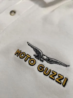 Moto Guzzi Polo Shirt Eagle Badge Chest Logo NEW Men Sz Large White Short Sleeve • $33.33