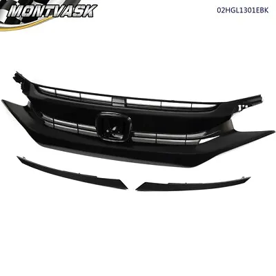 Fit For 16-21 Honda Civic 10th Factory Style Glossy Black Front Hood Mesh Grille • $54.40