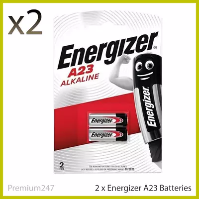 NEW ENERGIZER A23 Alkaline Batteries MN21 LRV08 12V - Pack Of 2 Batteries • £2.99