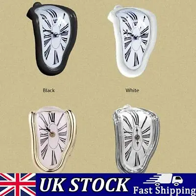 Melting Clock Gold & Silver & Black & White Clock Home Office Museum Art Craft • £10.73