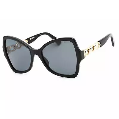 Moschino Women's Sunglasses Black Rectangular Frame Grey Lens MOS099/S 0807 IR • $61.89