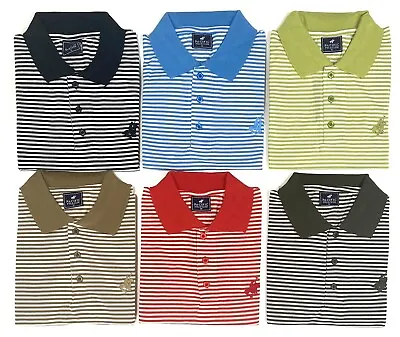 PACIFIC POLO CLUB Men's Slim Fit Short Sleeves Stripes Polo Shirt. • $14.99