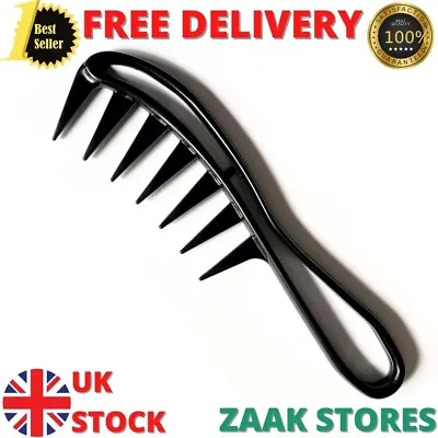 Barber Wide Shark Toothed Rake Hollow Comb-Thick & Afro Hairdressing Hairstyling • £3.09