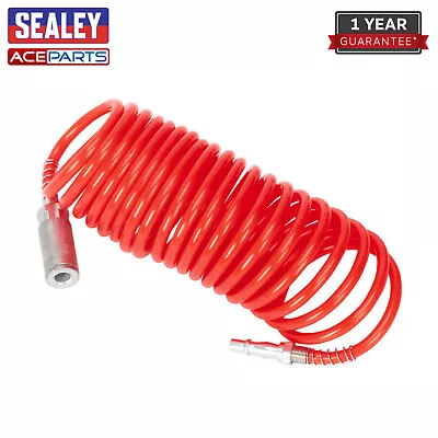 Sealey 5m Coiled Air Hose Line 5mm Bore Quick Release Fittings Couplings • £9.87