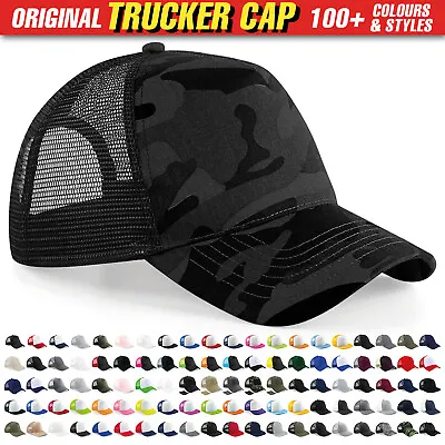 £6.87 • Buy Trucker Baseball Cap Snapback Mesh Mens Flat Peak Curved Visor Vintage Sport Hat