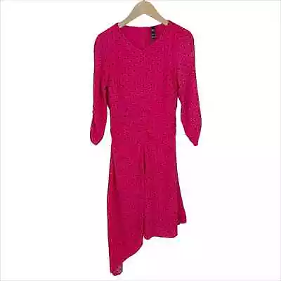 NWOT Zara Asymmetrical Hem Bright Pink Polka Dot Dress Size XS  • $17.99