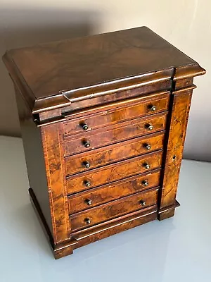 19th C Miniature Walnut Wellington Chest  Collectors - Specimen Cabinet  • £1295