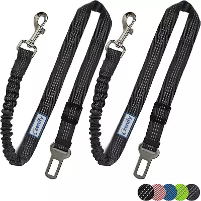 Zenify Dog Car Seat Belt Extendable Leash (2 Pack) - Bungee Lead For Dogs Puppie • $26.99