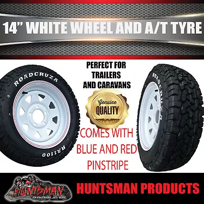 14x6 & 185R14 LT CF1100 Ford Stud White Trailer Caravan Wheel Rim & Tyre 8pr • $148