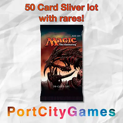 50 Card Sliver Collection Lot Magic MTG W/ Rares + Bonus Rares & Booster Packs! • $29.99