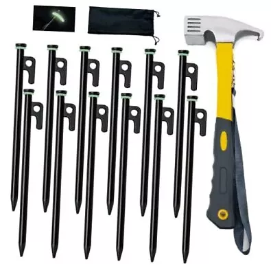 8/12/16Pack Tent Stake With Hammer 8/10/16in Heavy Duty Tent Stakes And Hammer • $26.92