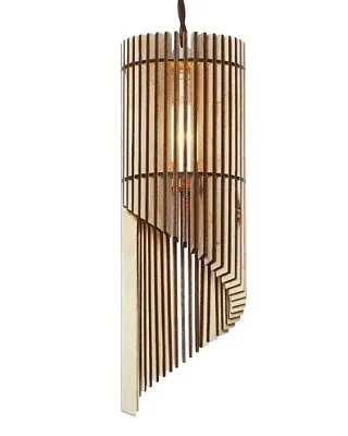 Stepped Rib Tube Style Pendant Ceiling Light Shade KIT Birch Wood 29cm Tall • £19.99