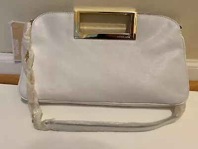 Michael Kors Berkley Large Leather Clutch  Optic White • $150