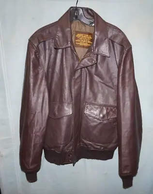 Excelled Brown Leather A-2 Flight Jacket Small EUC Free Shipping USA Made • $150