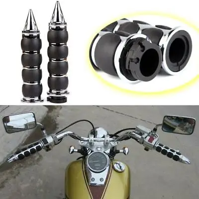 Black Motorcycle 1 Inch Spike Throttle Hand Grips Handlebar For Harley Davidsion • $37.25