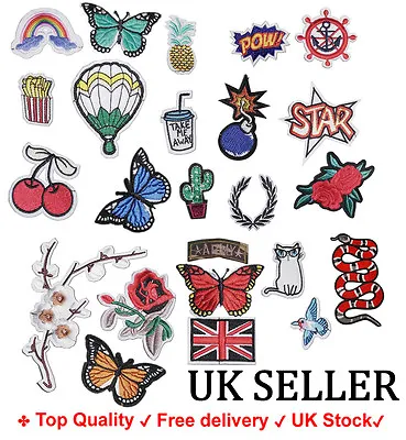 £2.69 • Buy Iron / Sew On Embroidered Patch Applique Embroidery Craft Fabric Motif Transfer
