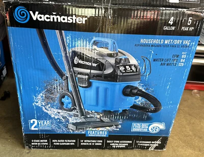 $59.99 • Buy Vacmaster 4 Gallon, 5 Peak HP With 2-Stage Industrial Motor Wet/Dry Floor Vacuum