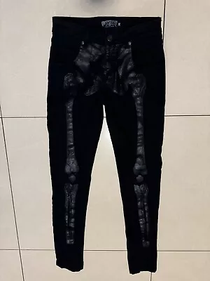 Kreepsville 666 Skeleton Men's Jeans Size 30 Skinny Fit Black Skull Goth Bones • $40