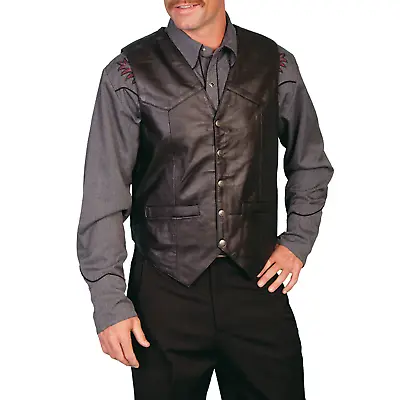Scully Men's Classic Soft Touch Lamb Black Leather Vest 507-144 • $49.97